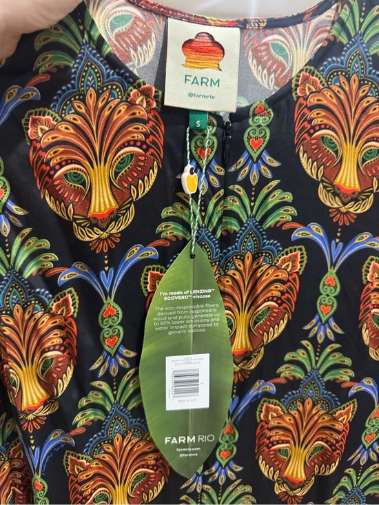 FARM Rio Dresses & Skirts - FARM Rio Black Maxi Dress with Multicolor Floral-Peacock Print